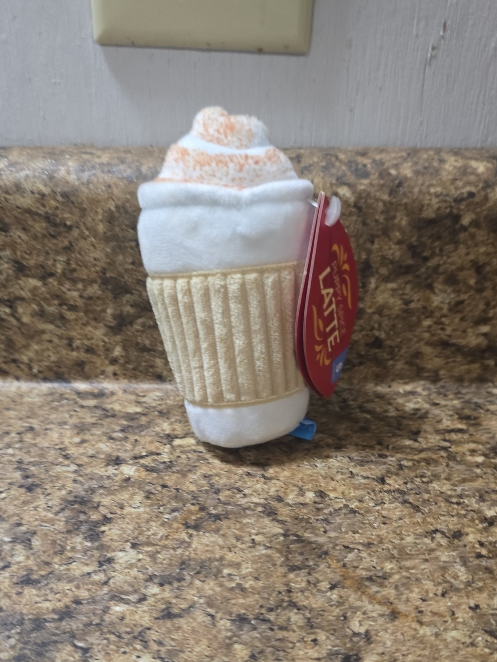 Bark PlushPuppy Spice Latte Dog Toy - White, Cream & Light Orange NWT SMALL